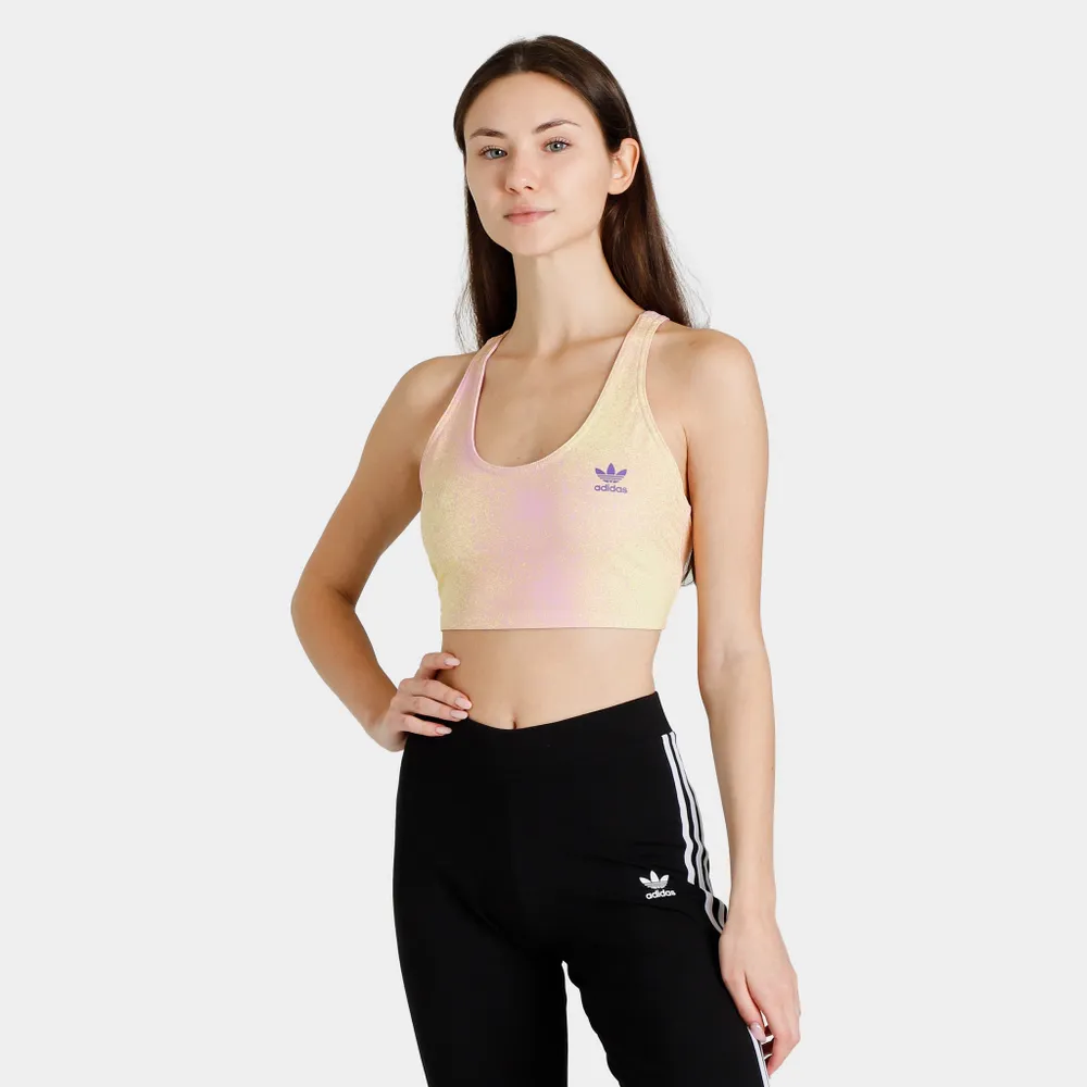 Adidas Originals Women's Allover Print Bra Top Bliss Lilac / Almost Yellow