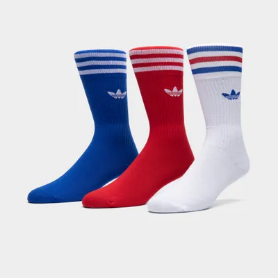 adidas Originals Solid Crew Socks (3 Pack) White / Team Power Red - Royal Blue
