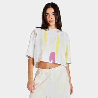 adidas Originals Women’s Thebe Magugu Allover Print Crop T-shirt Multicolor / White - Ecru Tint