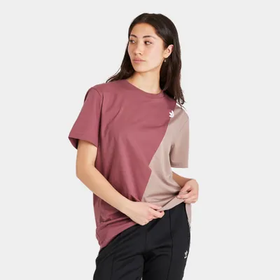 adidas Originals Women’s Adicolor Sliced Trefoil Loose T-shirt Quiet Crimson / Chalky Brown