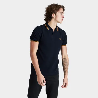 Fred Perry Twin Tipped Polo T-shirt Navy / Dark Caramel