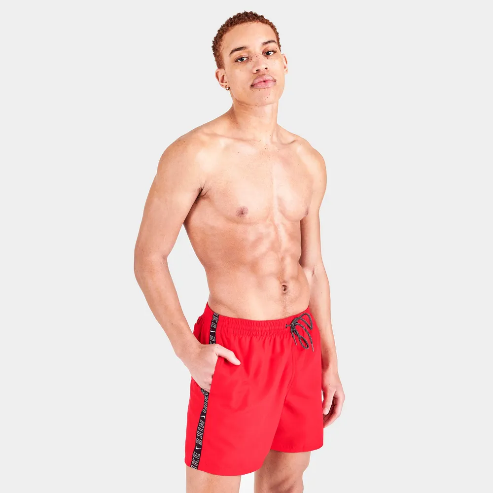 Nike Swoosh Logo Taped 5-Inch Volley Swim Shorts / University Red