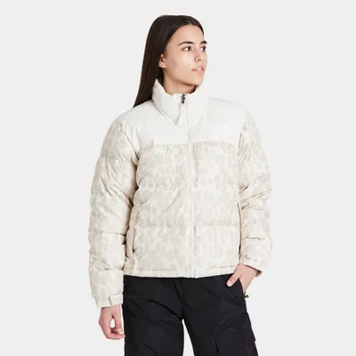 The North Face Women’s Printed 1996 Retro Nuptse Jacket Silver Grey Leopard Print / Gardenia White