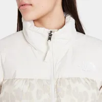 The North Face Women’s Printed 1996 Retro Nuptse Jacket Silver Grey Leopard Print / Gardenia White