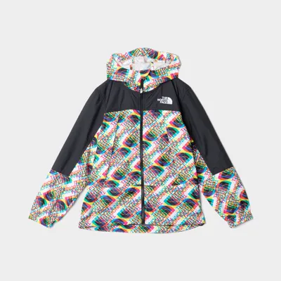 The North Face Juniors’ Printed Hydrenaline Wind Jacket TNF White / Half Dome Glitch Print