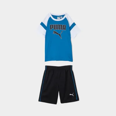Puma Child Boys’ Polyester Interlock T-shirt And Mesh Shorts Set / Blue