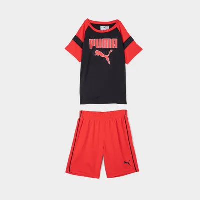 Puma Child Boys’ Polyester Interlock T-shirt And Mesh Shorts Set / Red
