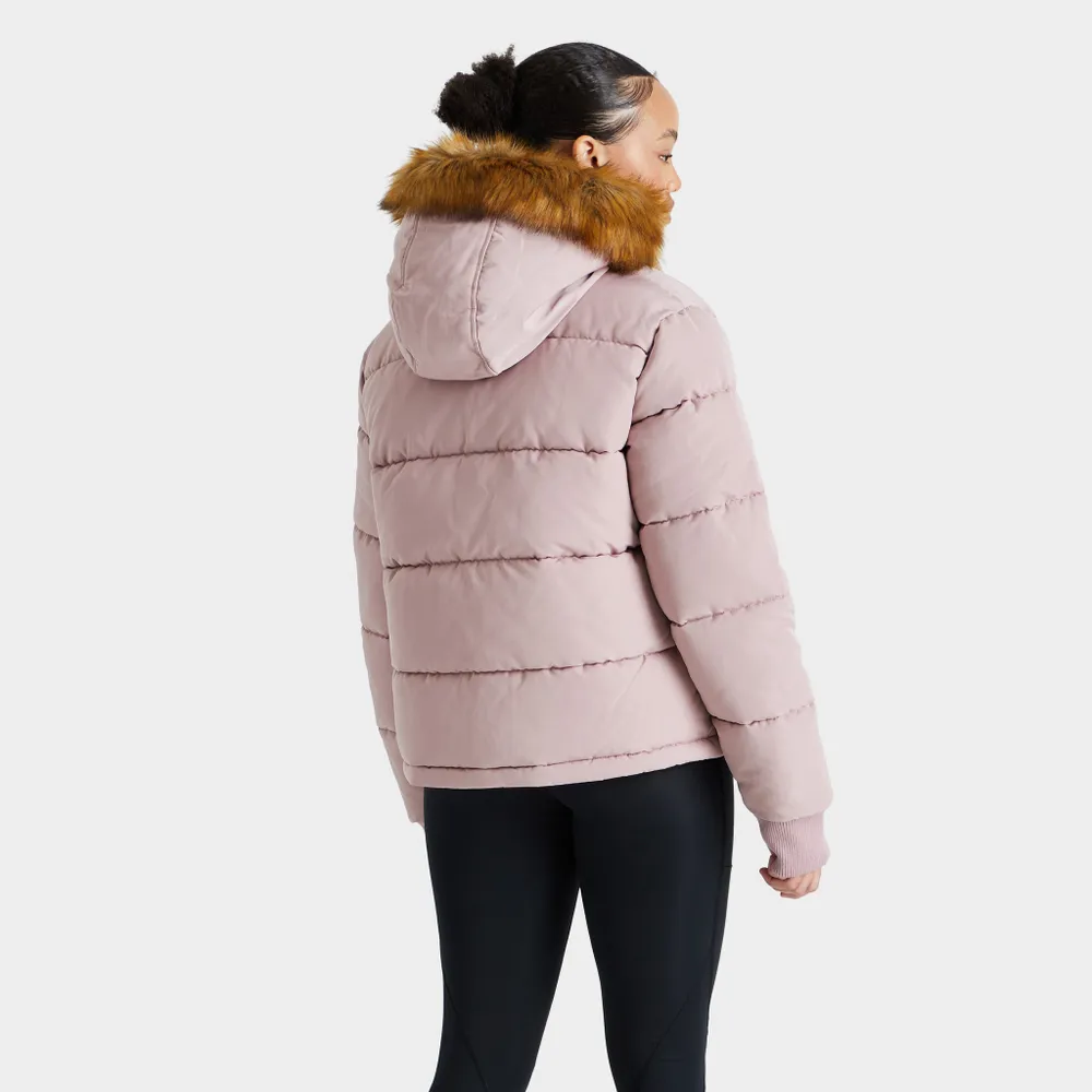 Pink Soda Sport Women’s Rodeo Fur Trim Puffer Jacket / Deauville Mauve