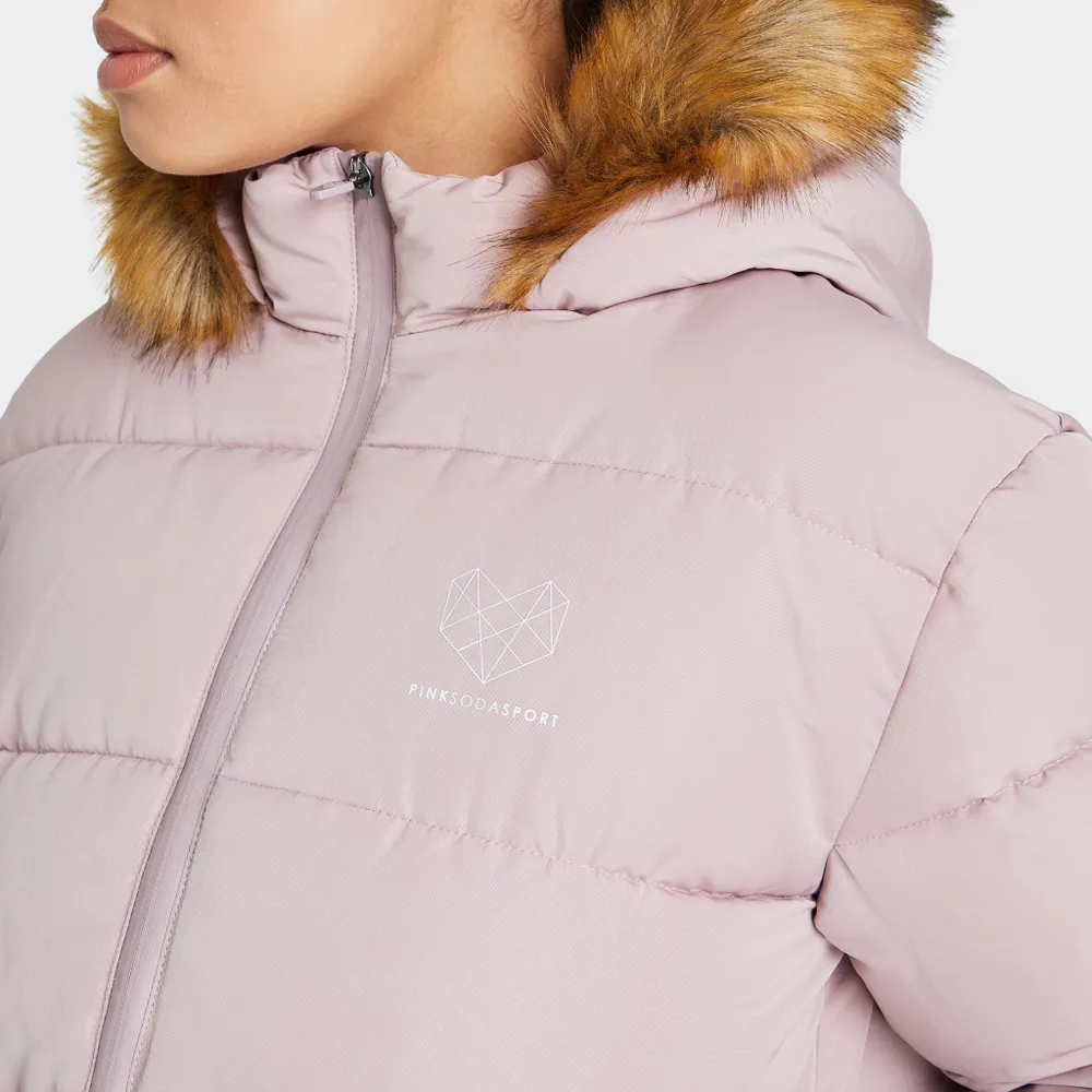 Pink Soda Sport Women’s Rodeo Fur Trim Puffer Jacket / Deauville Mauve