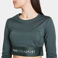 Pink Soda Contour Long Sleeve Fitness Top / Deep Forest