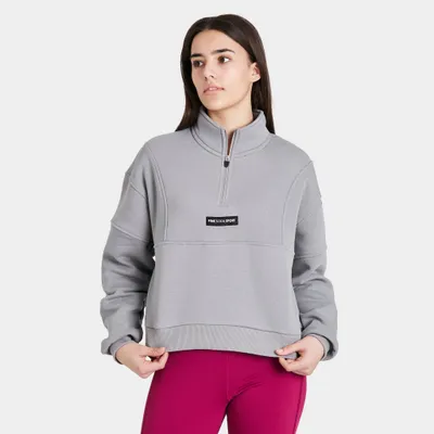 Pink Soda Sport Women’s Pipe BF Quarter Zip Sweatshirt / Grey