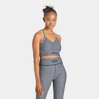 Pink Soda Sport Women’s Gingham Sports Bra Black / Optic White