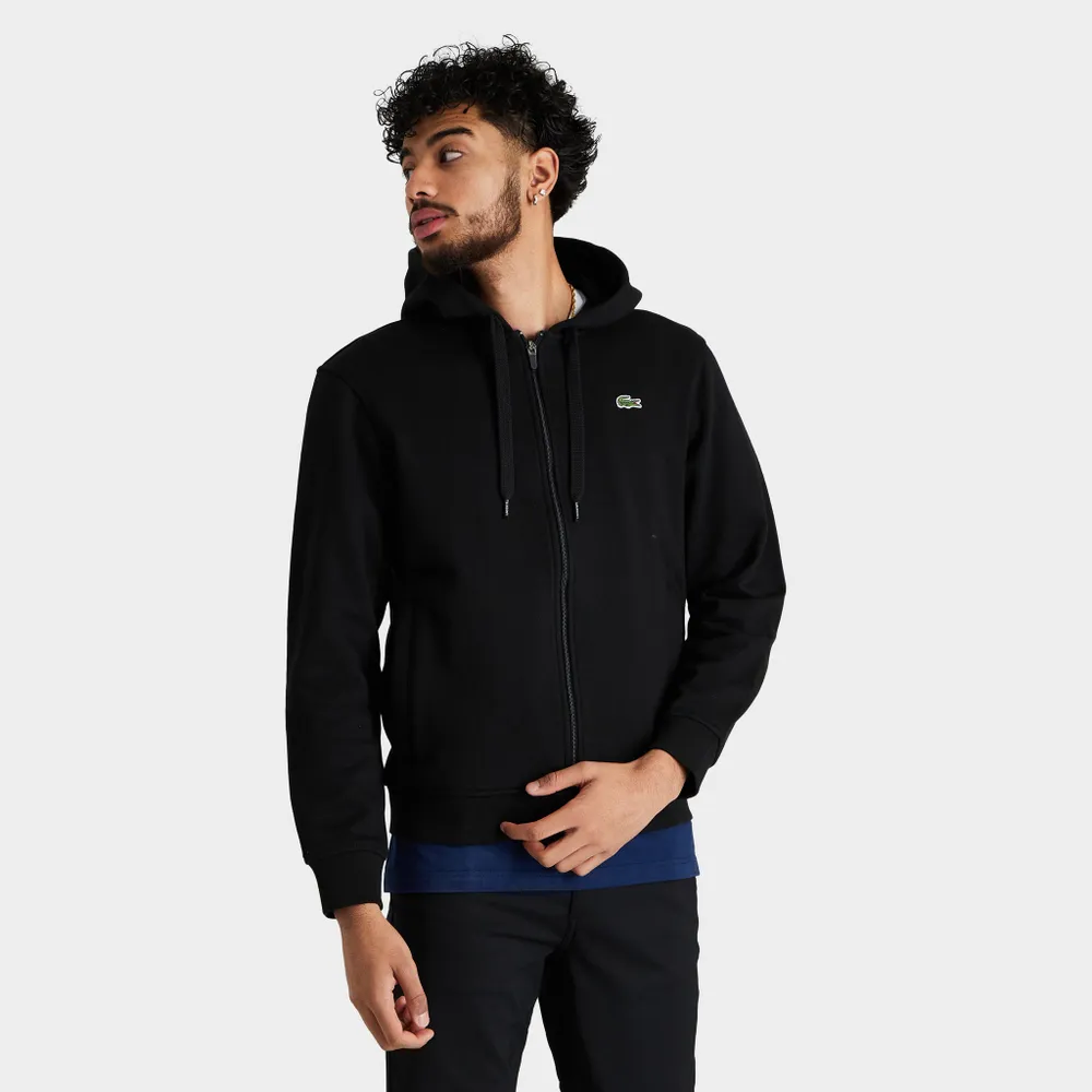 Lacoste SPORT Lightweight Bi-material Pullover Hoodie / Black