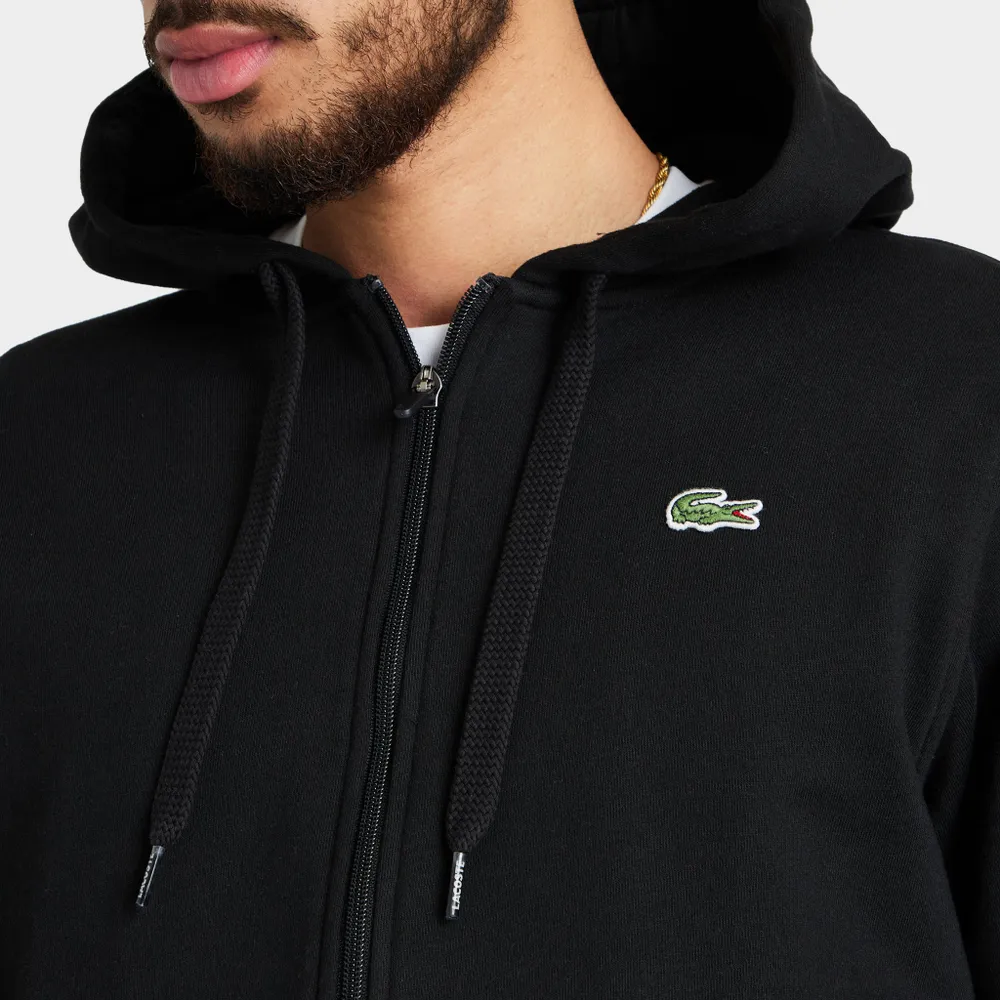 Lacoste SPORT Lightweight Bi-material Pullover Hoodie / Black