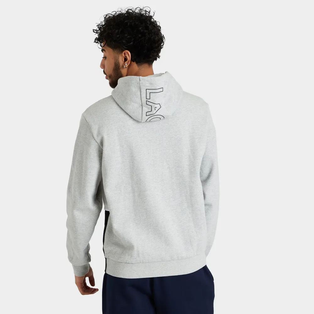 Lacoste Colorblock Fleece Pullover Hoodie Grey Chine / White - Black