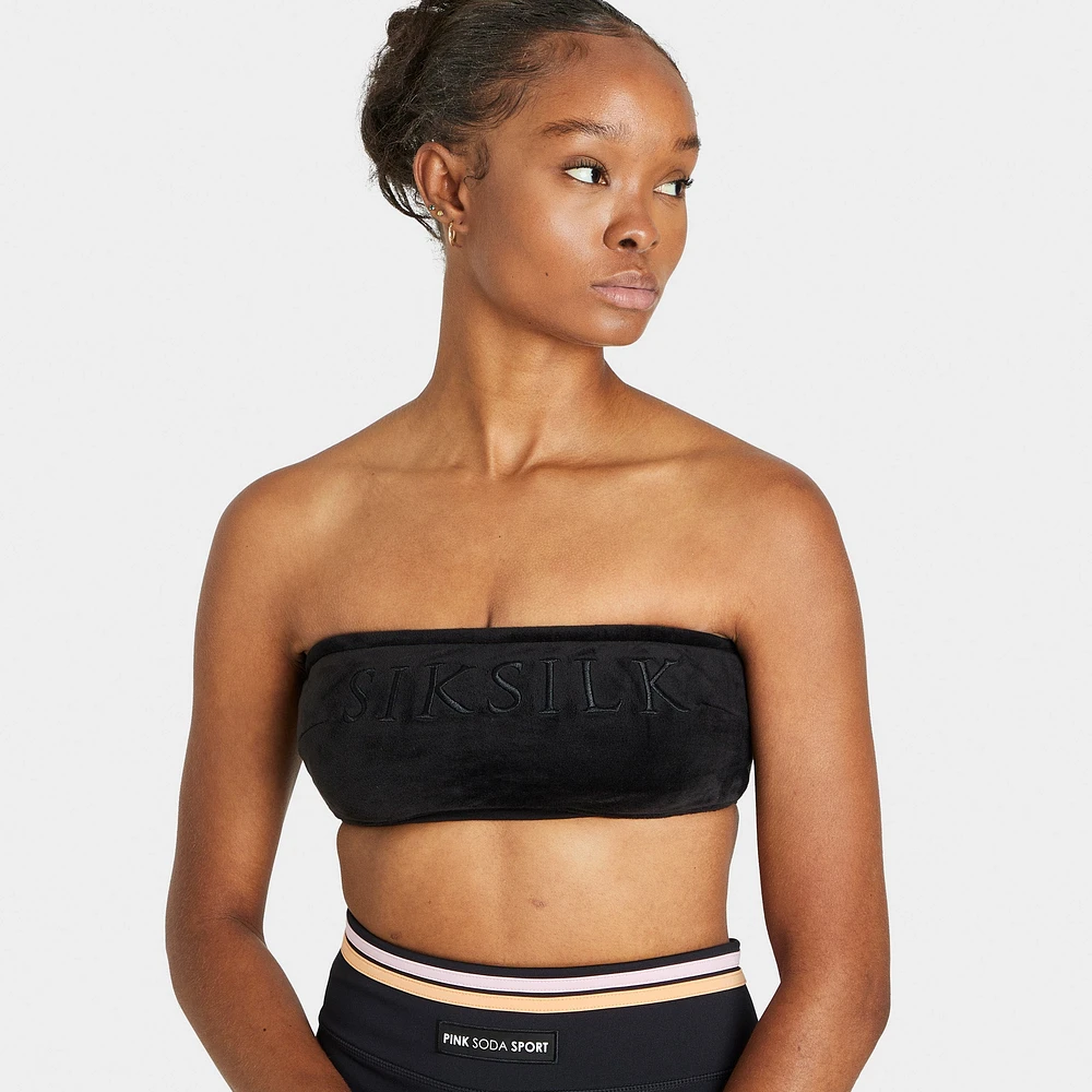 Sik Silk Women's Velour Embroidered Bandeau / Black