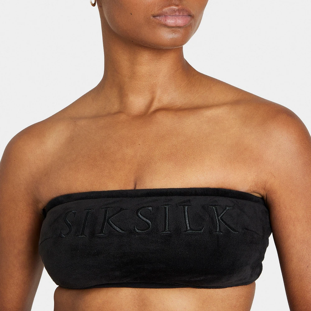 Sik Silk Women's Velour Embroidered Bandeau / Black