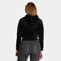 Sik Silk Women's Velour Embroidered Track Jacket / Black