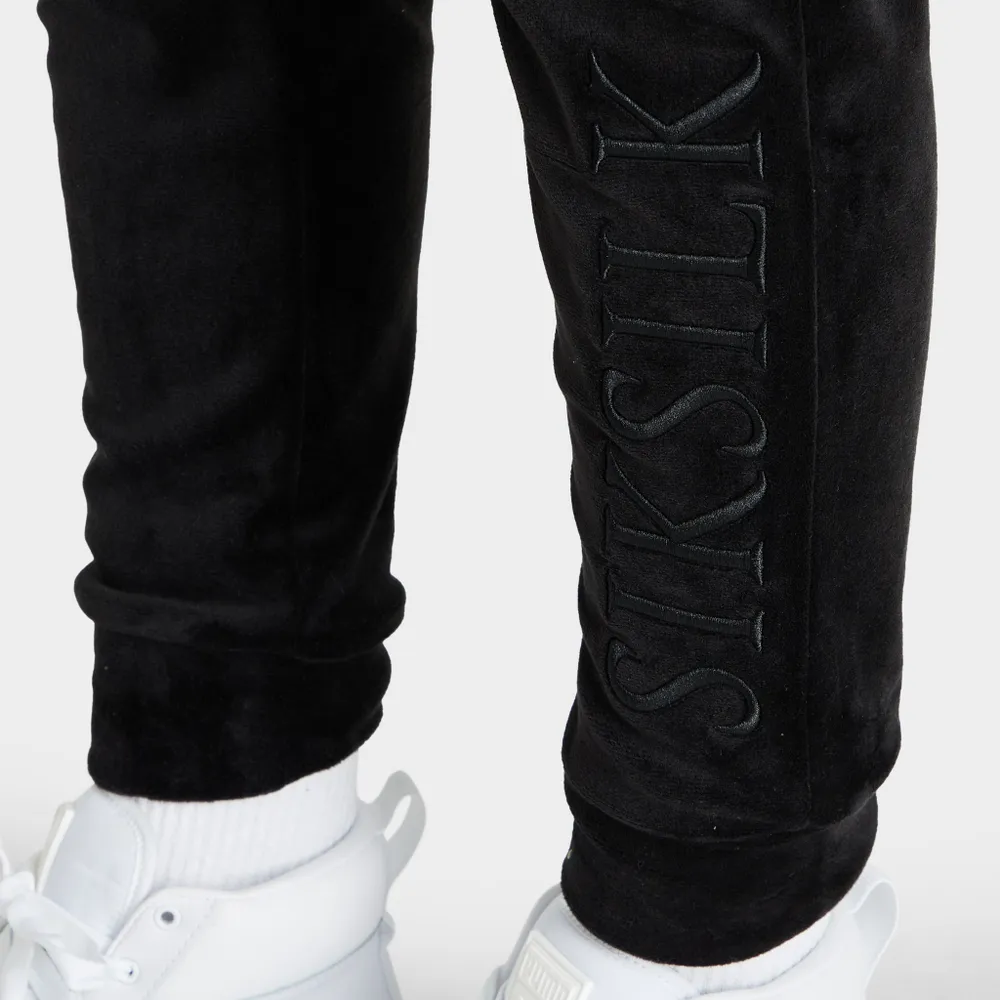 SikSilk Women’s Velour Embroidered Joggers / Black