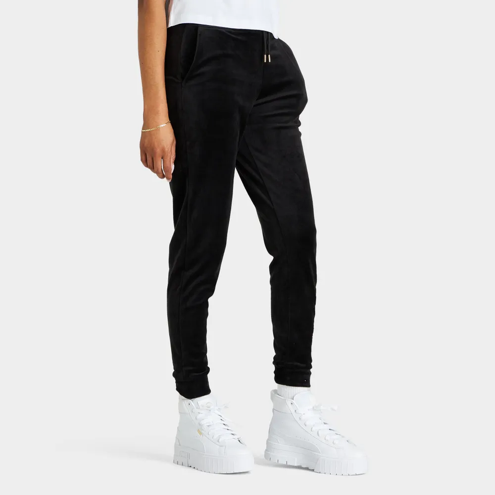 SikSilk Women’s Velour Embroidered Joggers / Black