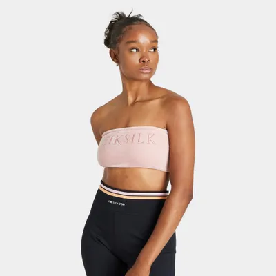 Sik Silk Women's Velour Embroidered Bandeau / Pink