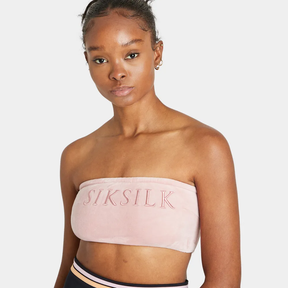 Sik Silk Women's Velour Embroidered Bandeau / Pink