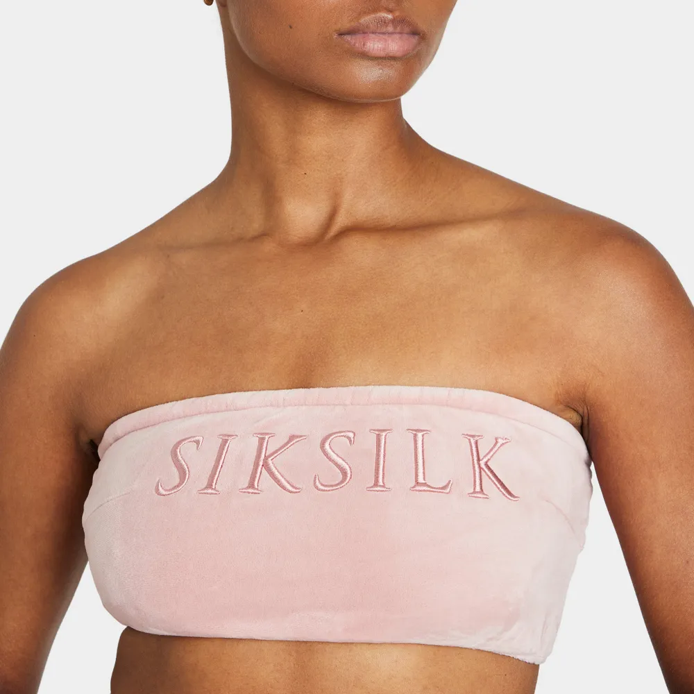 Sik Silk Women's Velour Embroidered Bandeau / Pink