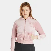 Sik Silk Women's Velour Embroidered Track Jacket / Pink