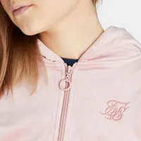 Sik Silk Women's Velour Embroidered Track Jacket / Pink