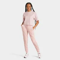 SikSilk Women’s Velour Embroidered Joggers / Pink