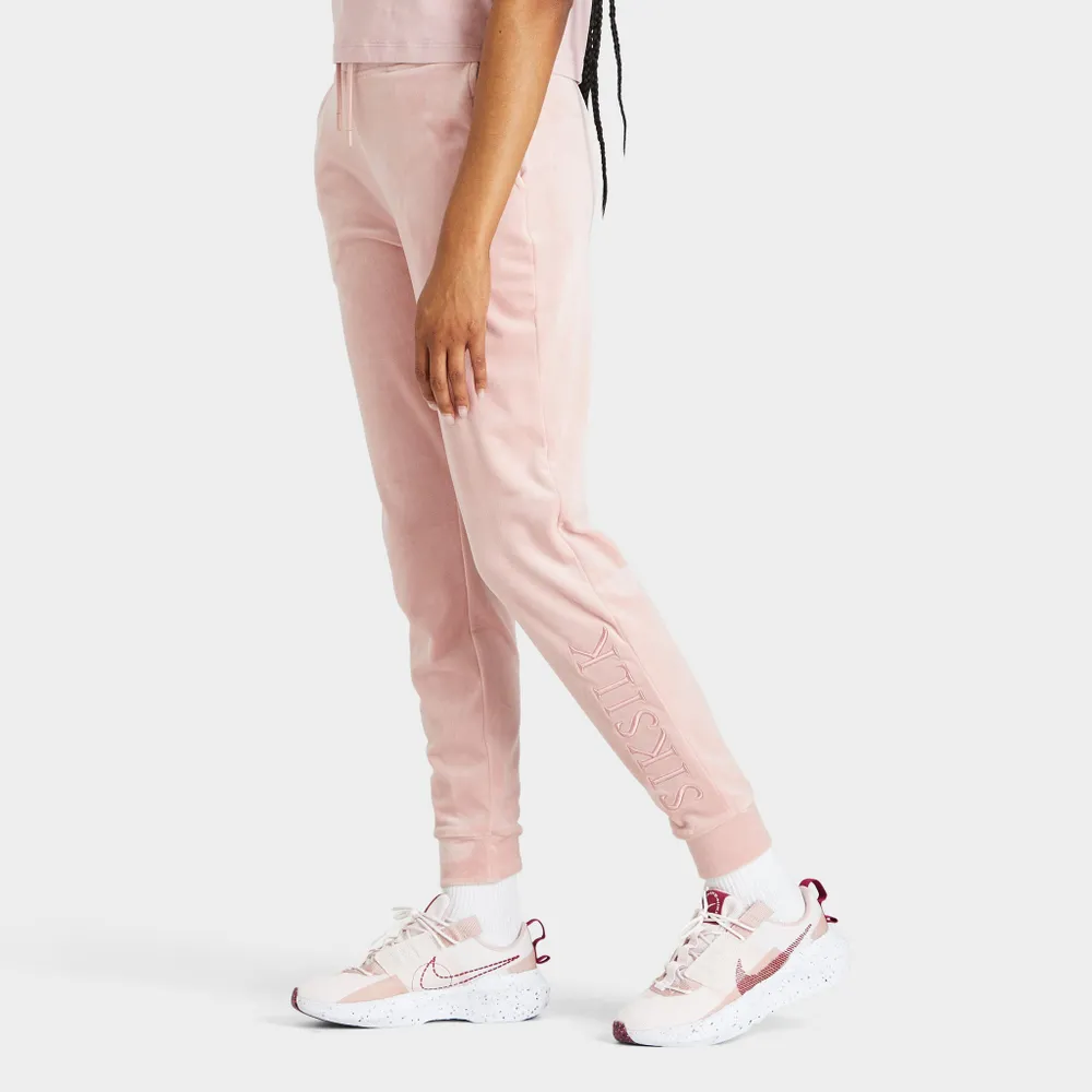 SikSilk Women’s Velour Embroidered Joggers / Pink