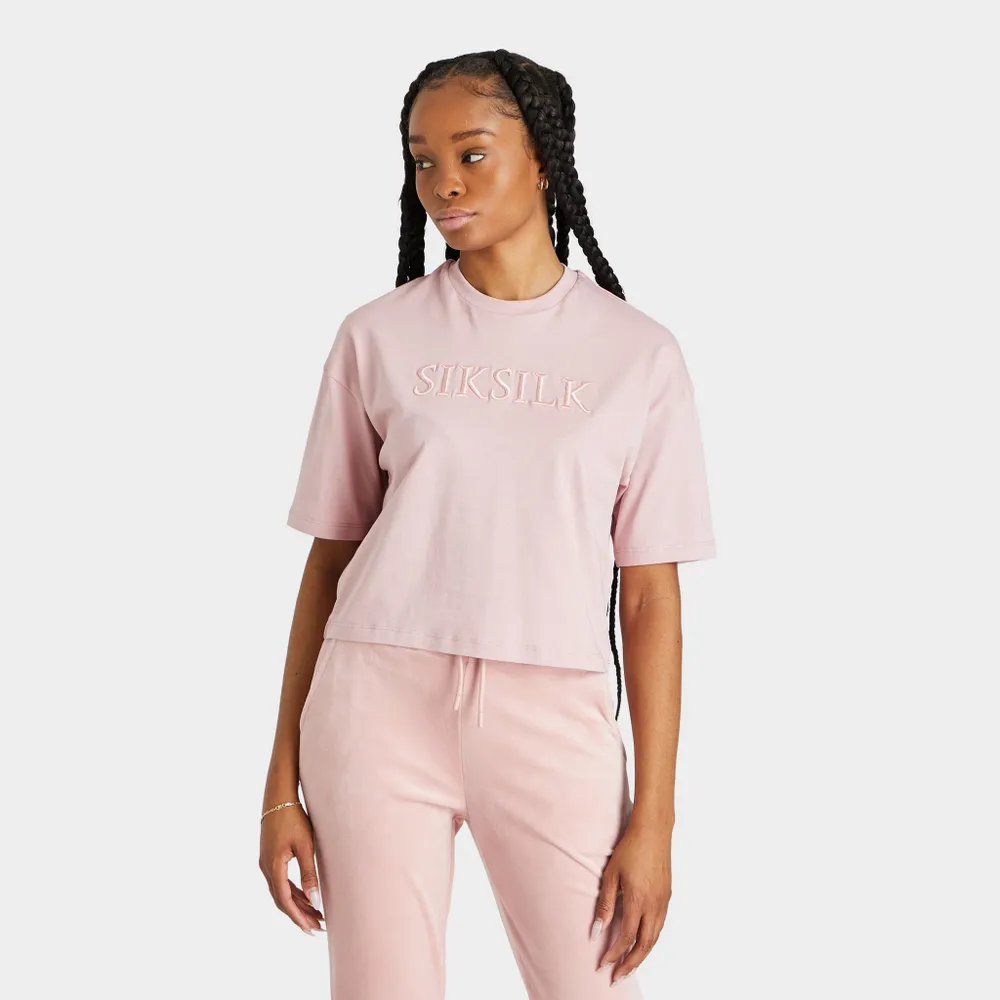 SikSilk Women’s Embroidered Logo T-shirt / Pink