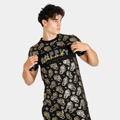 Supply & Demand Paisley Shine T-shirt Black / Gold