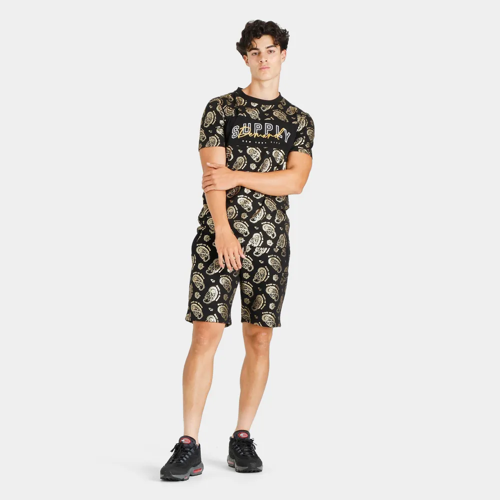 Supply & Demand Paisley Shine T-shirt Black / Gold