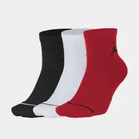 Jordan Everyday Max Quarter Ankle Socks - 3 Pack Black / White Gym Red