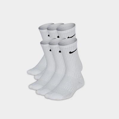 Nike Everyday Kids' Cushioned Crew Socks (6 Pack) White / Black