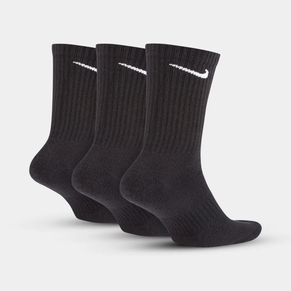 Nike Everyday Cushioned Training Crew Socks (3 Pack) Black / White