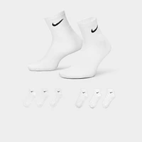 Nike Everyday Cushioned Training Ankle Socks (6 Pack) White / Black