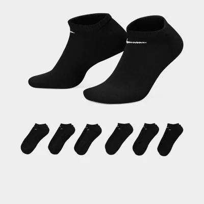 Nike Everyday Cushioned No-Show Socks (6 Pack) Black / White