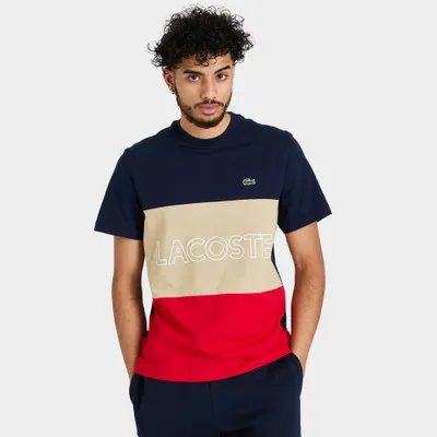 Lacoste 3D Lettered Colorblock Cotton T-shirt Navy Blue / Beige - Red