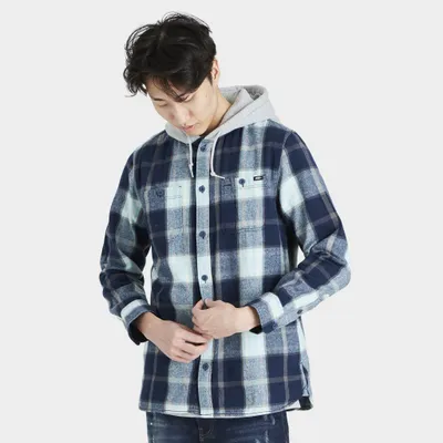 Vans Lopes Hooded Flannel Buttondown Shirt Dress Blue / Aquatic