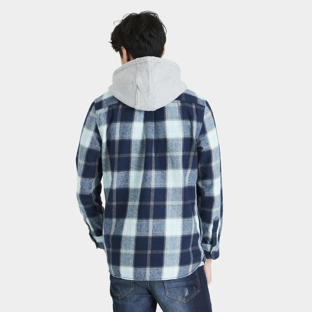 Vans Lopes Hooded Flannel Buttondown Shirt Dress Blue / Aquatic