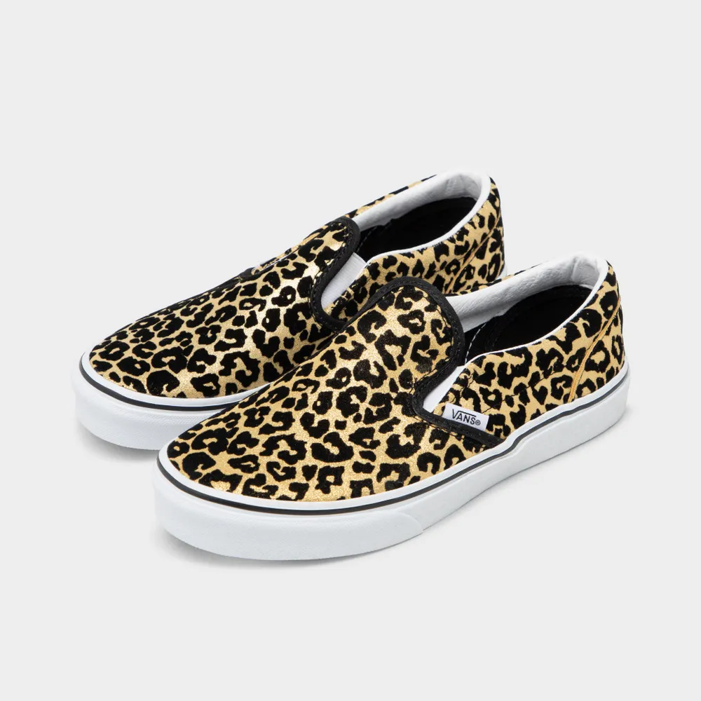 Vans Kids’ Flocked Leopard Classic Slip-On Black / True White