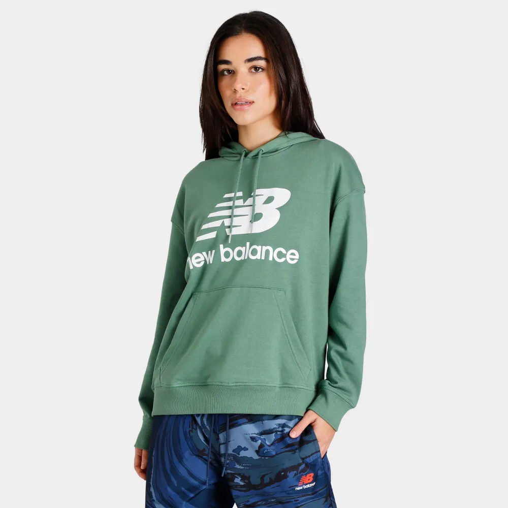 New Balance Women’s Essentials Stacked Logo Oversized Pullover Hoodie / Jade