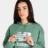 New Balance Women’s Essentials Stacked Logo Oversized Pullover Hoodie / Jade