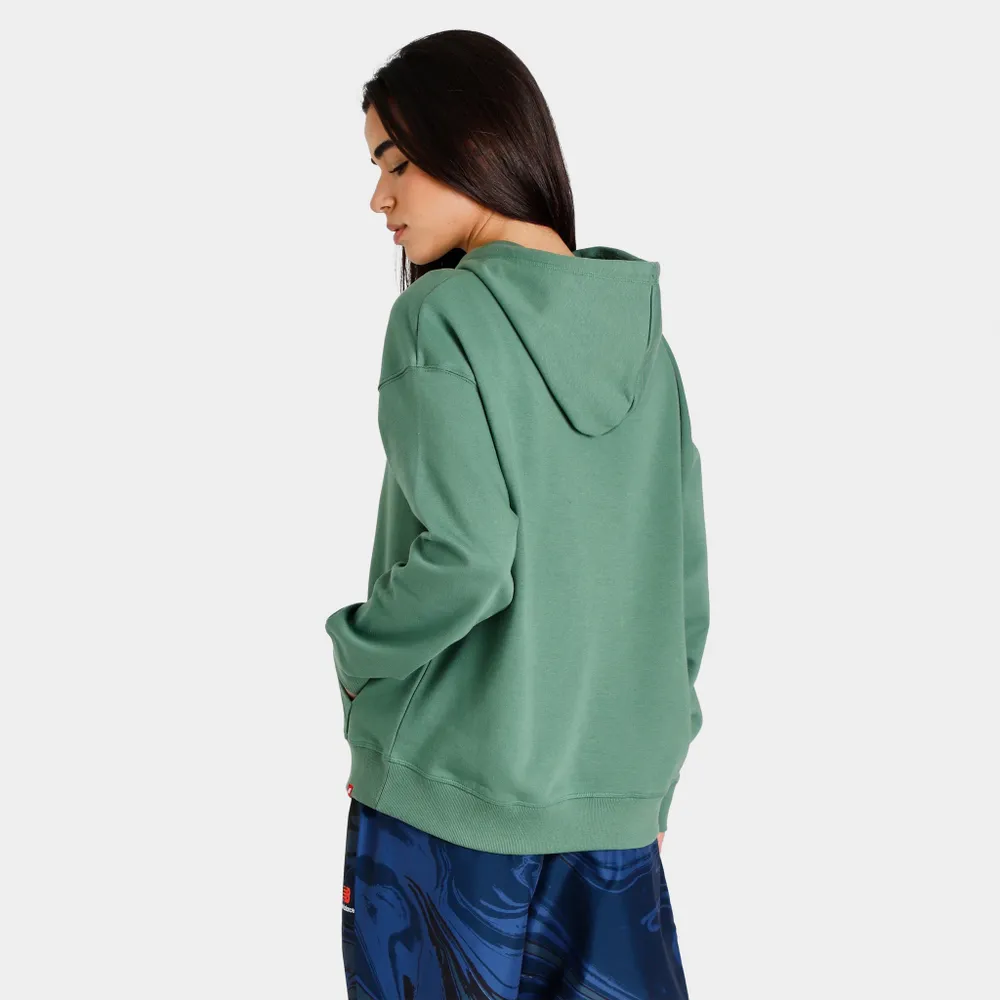 New Balance Women’s Essentials Stacked Logo Oversized Pullover Hoodie / Jade