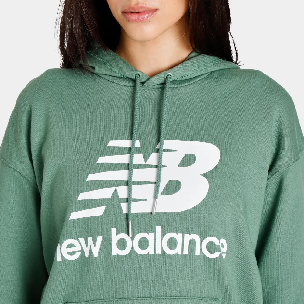 New Balance Women’s Essentials Stacked Logo Oversized Pullover Hoodie / Jade