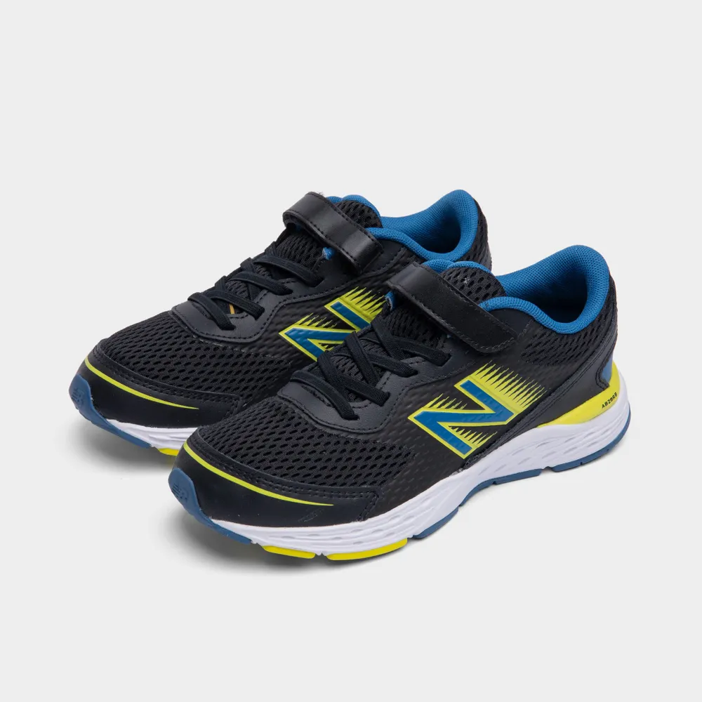 New Balance Juniors’ 680v6 Bungee Black / Oxygen Blue - Sulphur Yellow