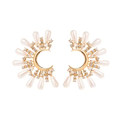 80140 Pearl Moon Earrings