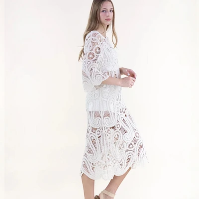 70156 Crochet Midi Dress